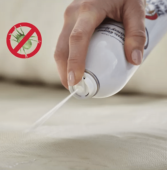 John K chemdry dust mite spray being used to shield a mattress
